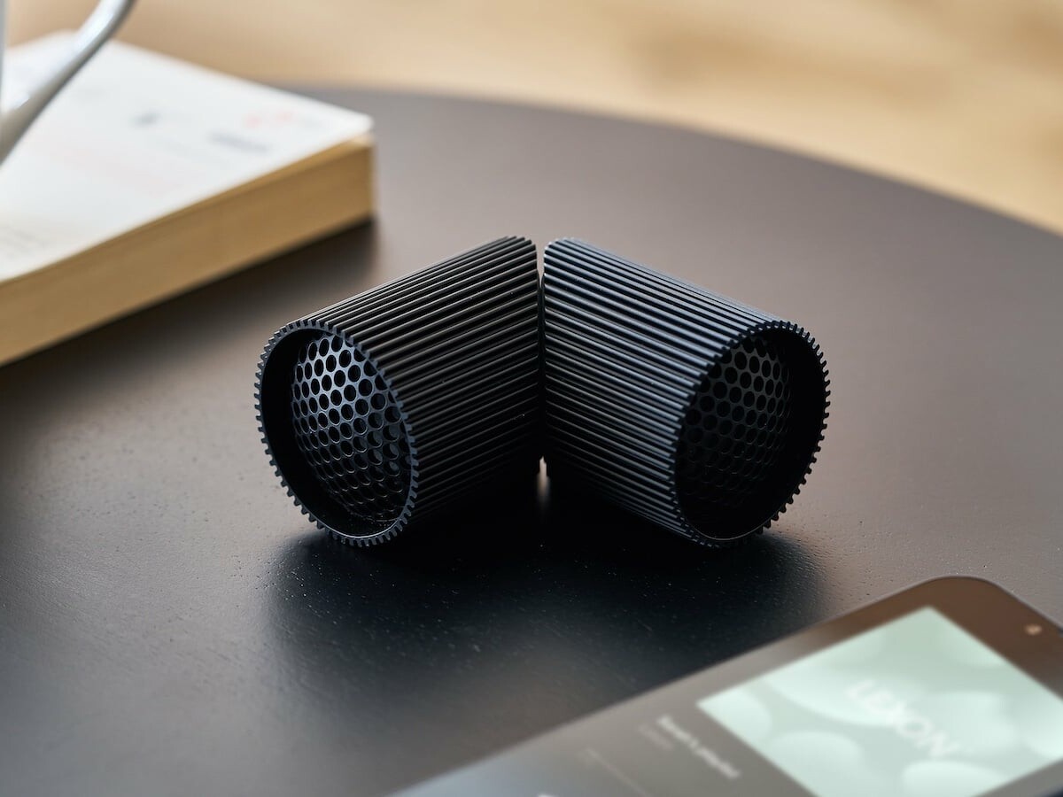 Lexon Ray Speaker Magnetic Bluetooth Speakers come in a sleek beveled tube design