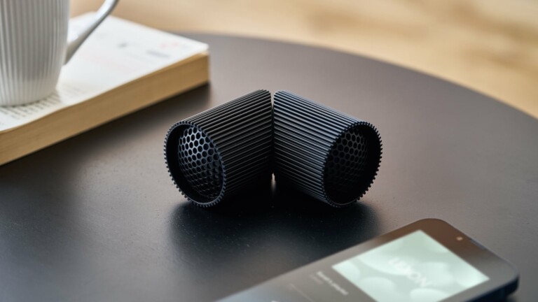 Lexon Ray Speaker Magnetic Bluetooth Speakers come in a sleek beveled tube design