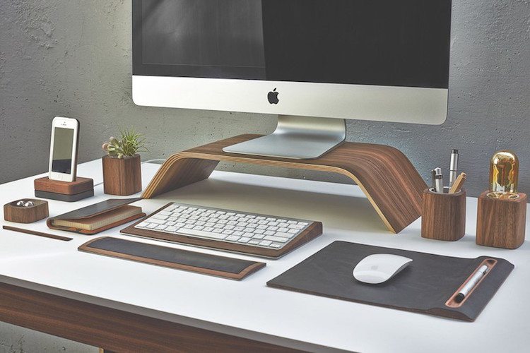 Grovemade Wood Monitor Stand desk accessory brings ergonomics and style to your desktop